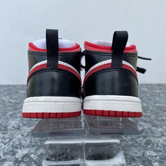 Nike Air Jordan 1 Mid TD White Gym Red Black 640735-122 Baby Toddler Size 7C - Picture 4 of 12